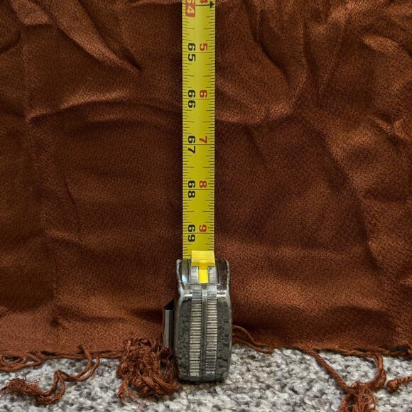 Womens Brown Lightweight Tassel Shawl Scarf Semi Sheer Knit 29x70 - Picture 6 of 6